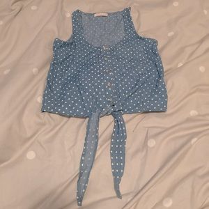 Cute Denim Heart Tie Up Sleeveless Blouse 💙